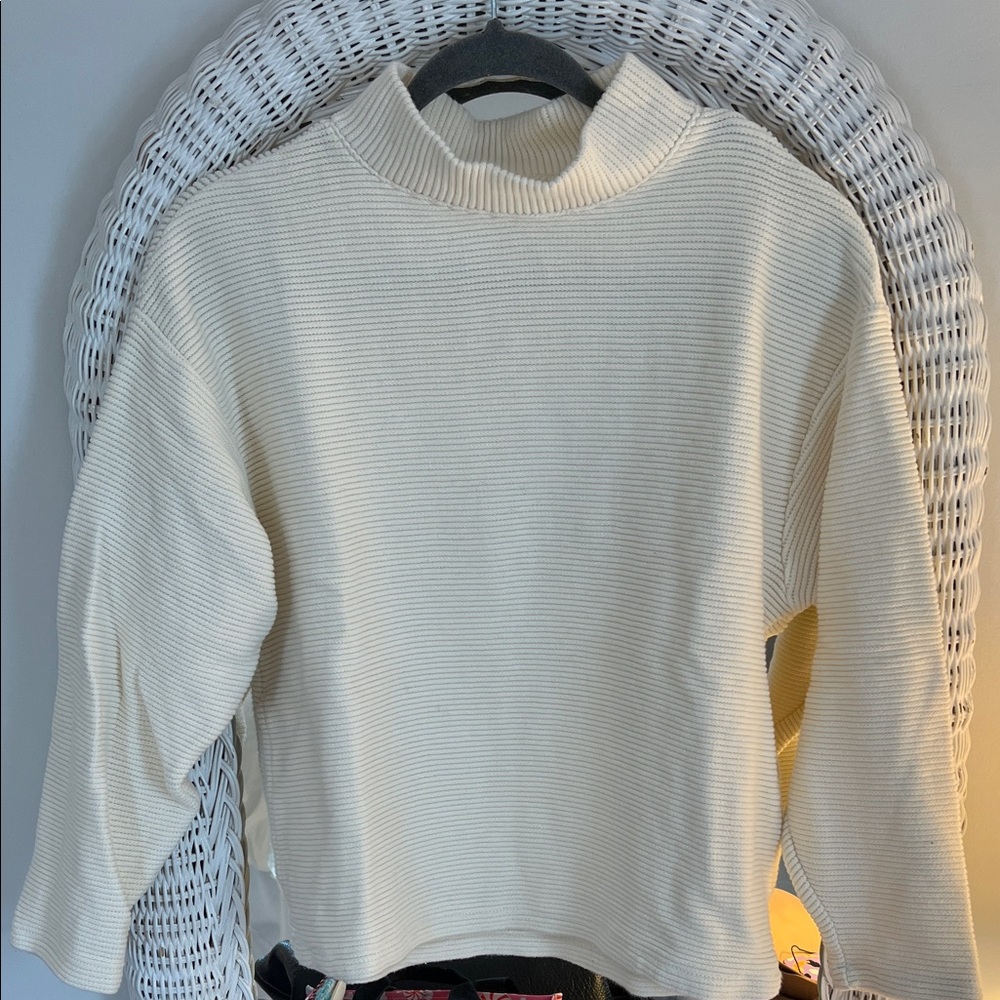 Madewell Ivory Ribbed Turtleneck Sweater